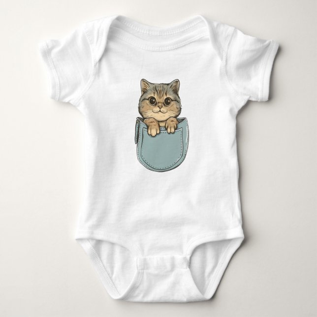 Body Para Bebê Gato no bolso (Frente)