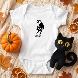 Body Para Bebê Gato Preto Boo Halloween