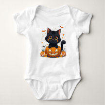 Gato Preto e Bonito de Halloween Kawaii