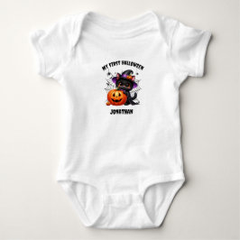 Body Para Bebê Gato Preto Fofo Meu Primeiro Halloween Abóbora