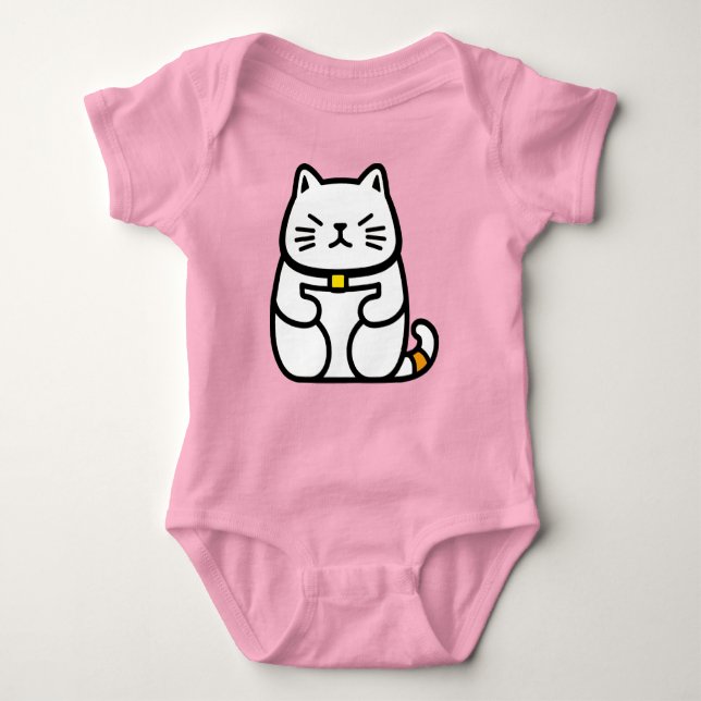 Body Para Bebê Gato Sortudo Japonês ou Maneki-Neko (Frente)