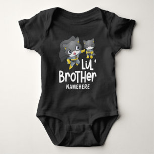 Body Para Bebê Gato Super-Herói Irmãozinho Nome Personalizado