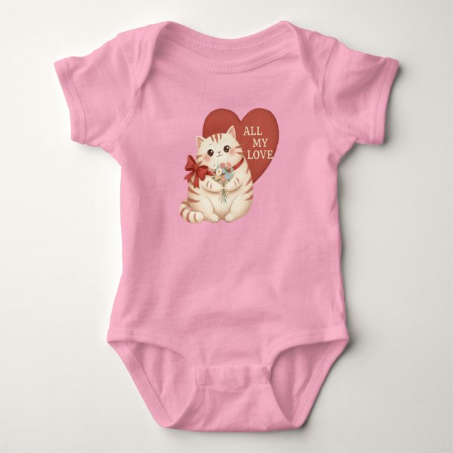 Body Para Bebê Gato Tabby Todo Meu Amor (Frente)