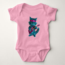Body Para Bebê Gato Turquesa Fofo 