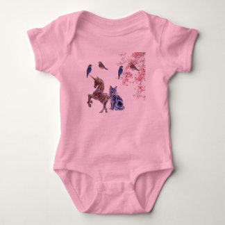 Body Para Bebê Gato Unicórnio Mágico & Pássaros Floridos – Camise