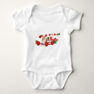 Body Para Bebê Gato usando enfeite de Natal chapéu vermelho de Pa