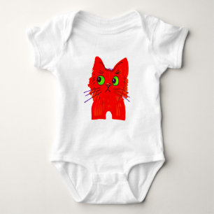 Body Para Bebê Gato Vermelho Brilhante - Maravilha de Olhos Amplo