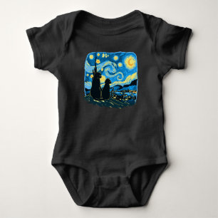 Body Para Bebê Gatos Frescos Frescos Noite Van Gogh Pai Mãe Filho