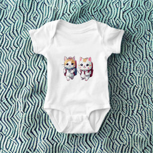 Body Para Bebê Gatos lindos indo para a escola