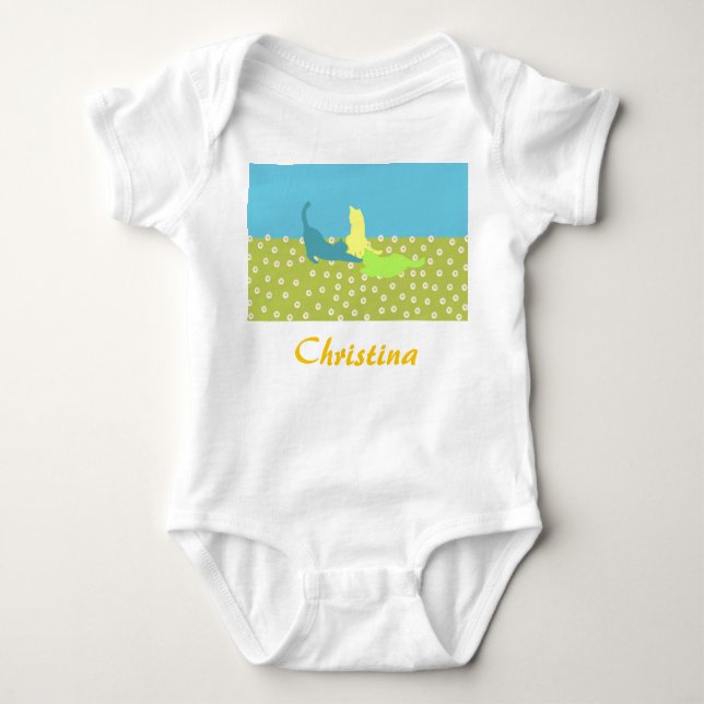 Body Para Bebê Gatos No Bebê De Grama (Frente)