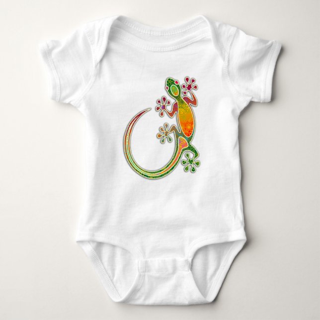 Body Para Bebê Gecko Floral Tribal Art (Frente)