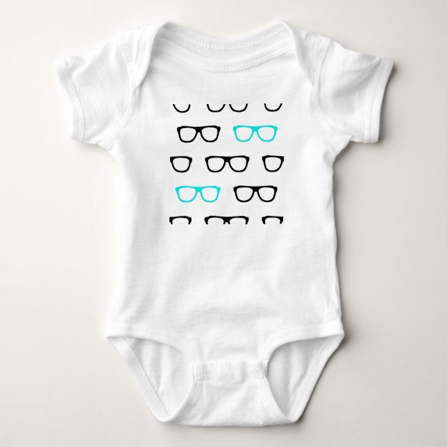 Body Para Bebê geek azul de óculos geeks (Frente)