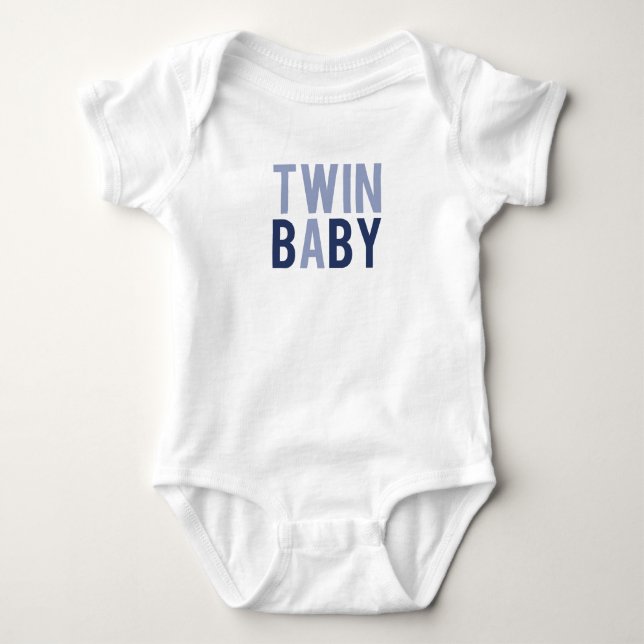 Body Para Bebê Gêmeo Bebê A Azul (Frente)