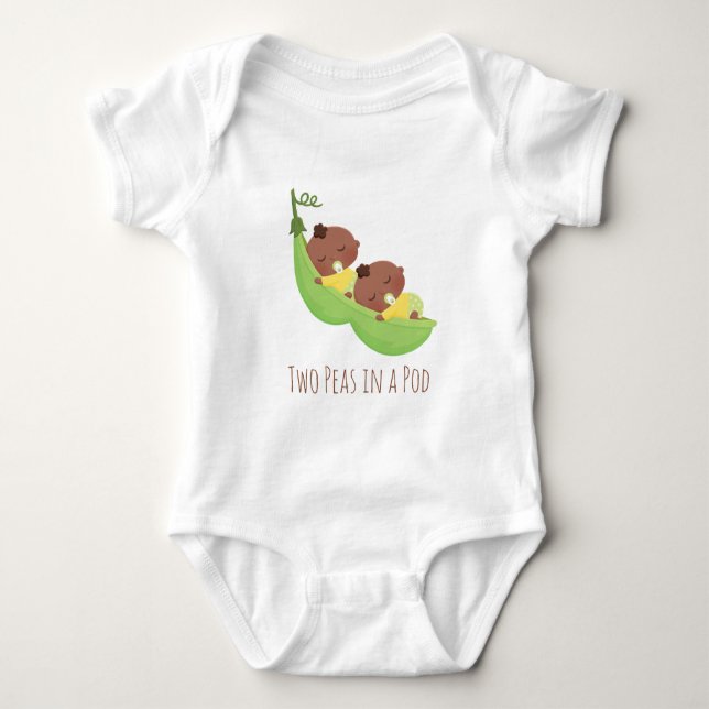 Body Para Bebê Gêmeos afro-americanos lindos em Pod Baby Tee (Frente)