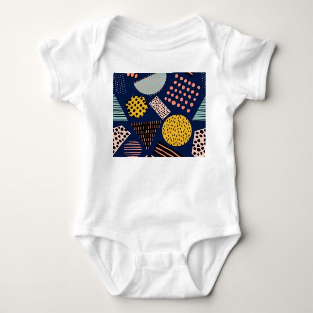 Body Para Bebê Geometria divertida: padrão de multicores de Abstr (Frente)