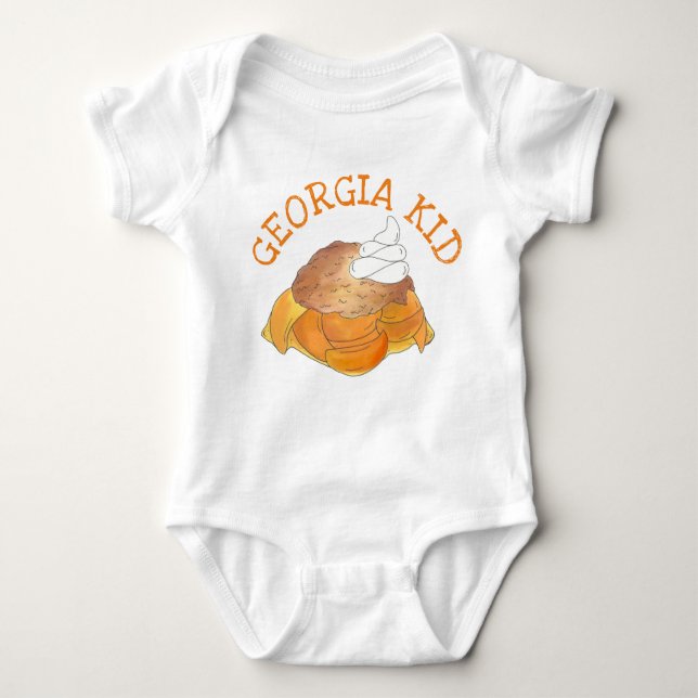 Body Para Bebê Georgia Kid Peach Cobbler Southern Dessert Foodie (Frente)