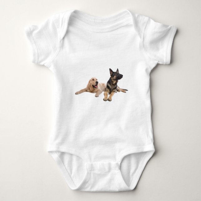 Body Para Bebê german shepherd and golden retriever (Frente)