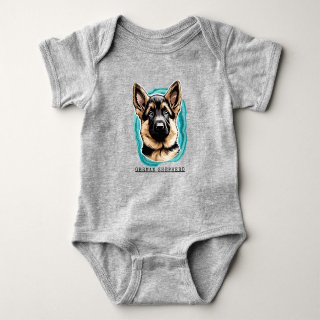Body Para Bebê German shepherd Baby Bodydress (Frente)