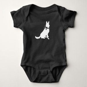 Body Para Bebê German shepherd Cão Chá de fraldas - Garota Rosa