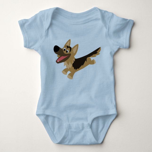 Body Para Bebê German shepherd de Cartoon Feliz e Bonito T-Shirt (Frente)