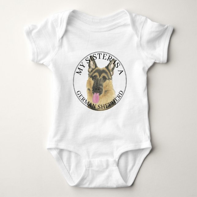 Body Para Bebê German shepherd Grande Irmã (Frente)