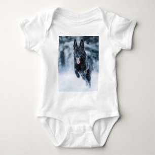 Body Para Bebê German shepherd preto no Cobrir da escova de neve
