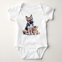 German Shepherd Puppy And Maincoon Kitten