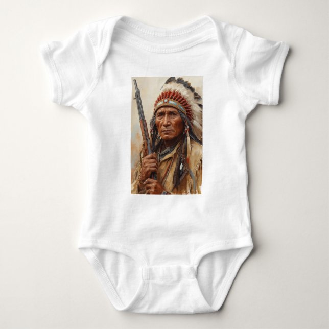 Body Para Bebê Geronimo Indian Chief Warrior Portrait (Frente)