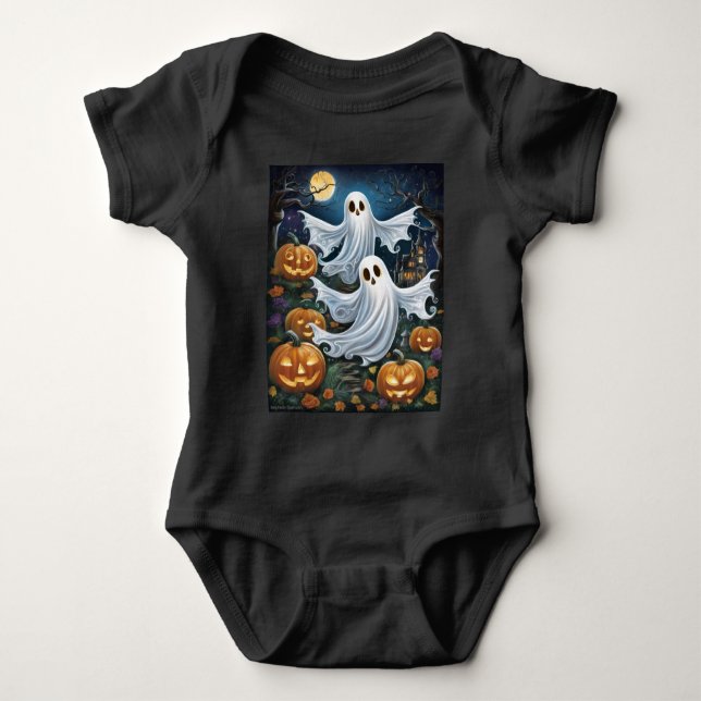 Body Para Bebê Ghost Pumpkins Cute Halloween (Frente)