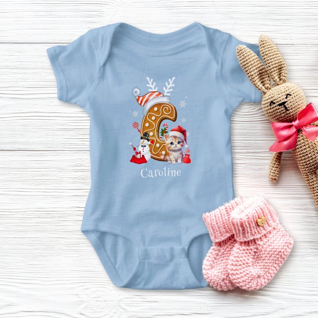 Body Para Bebê Gingerpão Natal esfestivo - Letra C (Criador carregado)