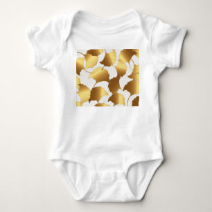 Body Para Bebê Ginkgo Dourado: Luxury Vintage Design.