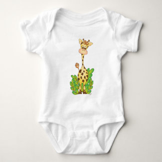 Body Para Bebê Girafa adorável com t-shirt das folhas