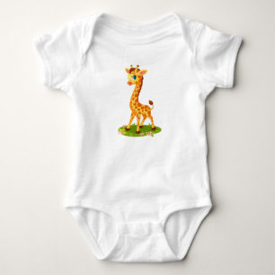 Body Para Bebê Girafa-Bebê Bonita Em Cartoon-Grass-00000
