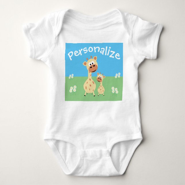 Body Para Bebê Girafa Bonita Personalizada Com Visitas (Frente)