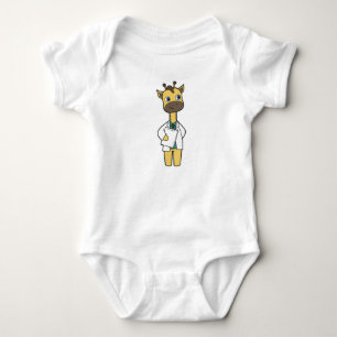 Body Para Bebê Girafa como Doutor com Notepad