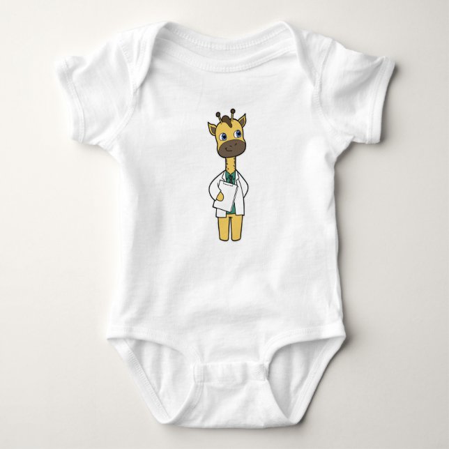 Body Para Bebê Girafa como Doutor com Notepad (Frente)