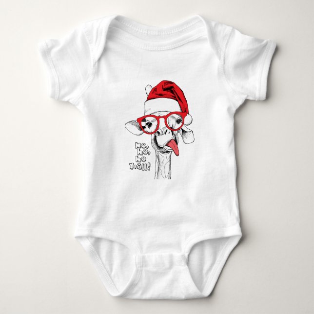 Body Para Bebê Girafa de Natal hipster | Feriados (Frente)