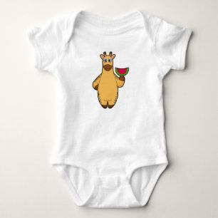 Body Para Bebê Girafa em Comida com Melancia
