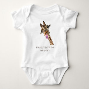 Body Para Bebê Girafa Engraçada Bebê Roupa - Texto Personalizado