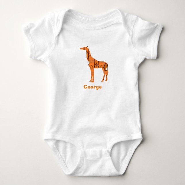 Body Para Bebê Girafa marrom personalizada (Frente)