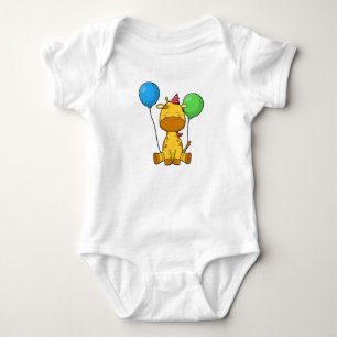 Body Para Bebê Girafa no Aniversário com Balões