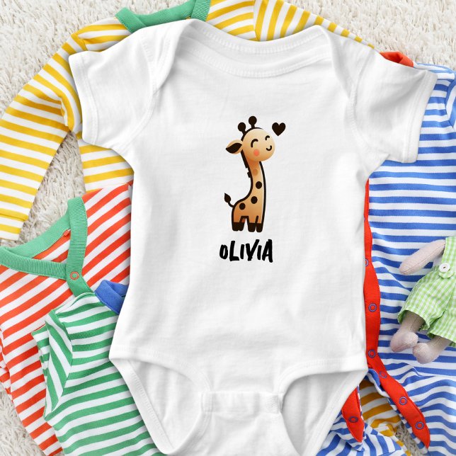 Body Para Bebê Girafa Personalizada Fofa e Esbelta (Criador carregado)