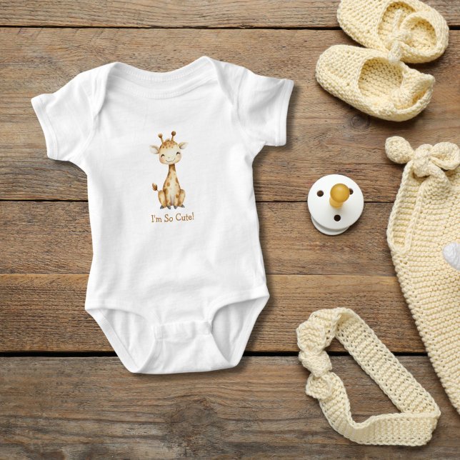 Body Para Bebê Girafa Personalizada - Gênero Cuta Neutro (Giraffe Baby Body Suit. Personalized Baby shower gift, or new baby gift. Gender Neutral)