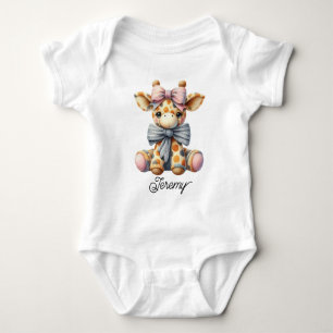 Body Para Bebê Girafa Tricotada Fofa