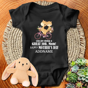 Body Para Bebê Girafas no nome personalizado de bicicleta Happy 1