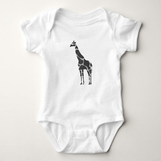 Body Para Bebê Giraffe Black e Cinza Silhoutte (Frente)