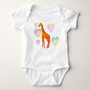 Body Para Bebê Giraffe Hearts Jersey