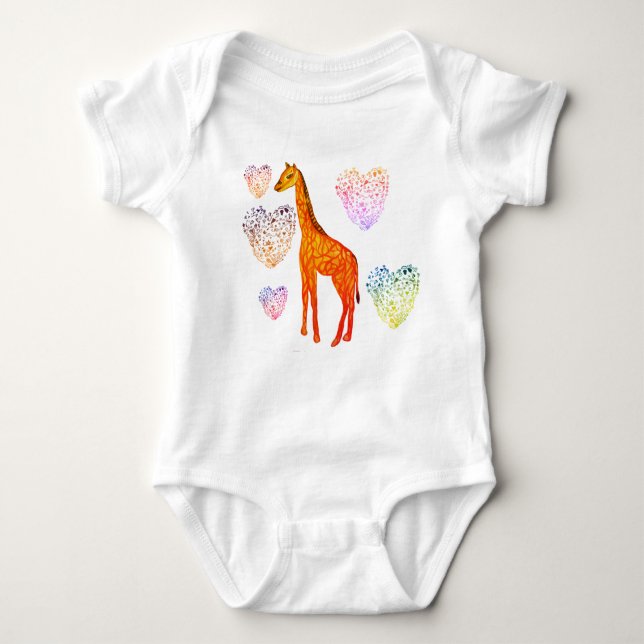 Body Para Bebê Giraffe Hearts Jersey (Frente)
