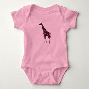 Body Para Bebê Giraffe Hot Pink e Black Silhout