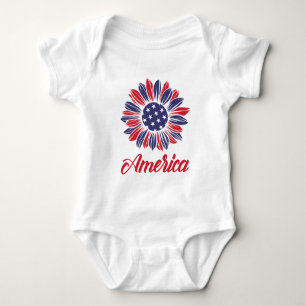 Body Para Bebê Girassol Americano Patriótico  